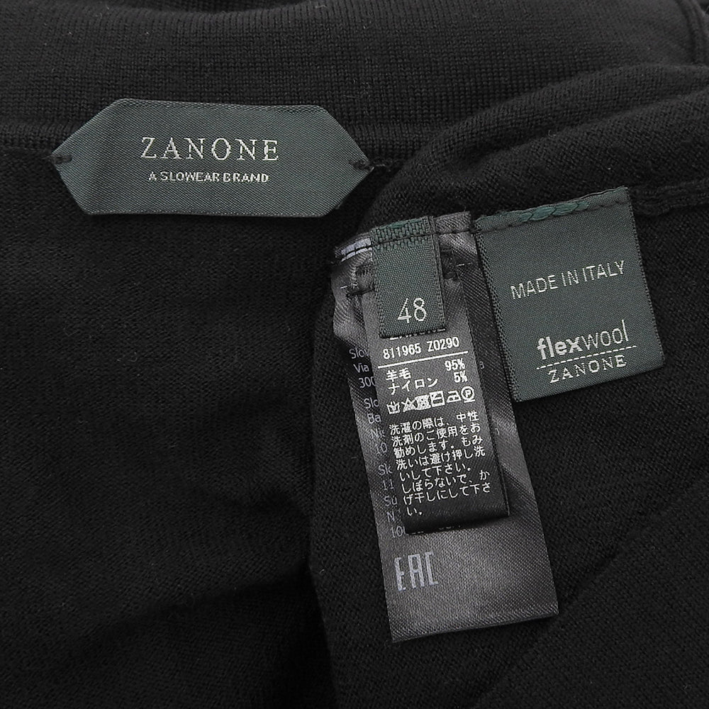 ZANONE ザノーネ 美品 ウール×ナイロン モックネック ハイゲージニットソー トップス メンズ 黒 ブラック 48 811965 Z0290 トップス 48