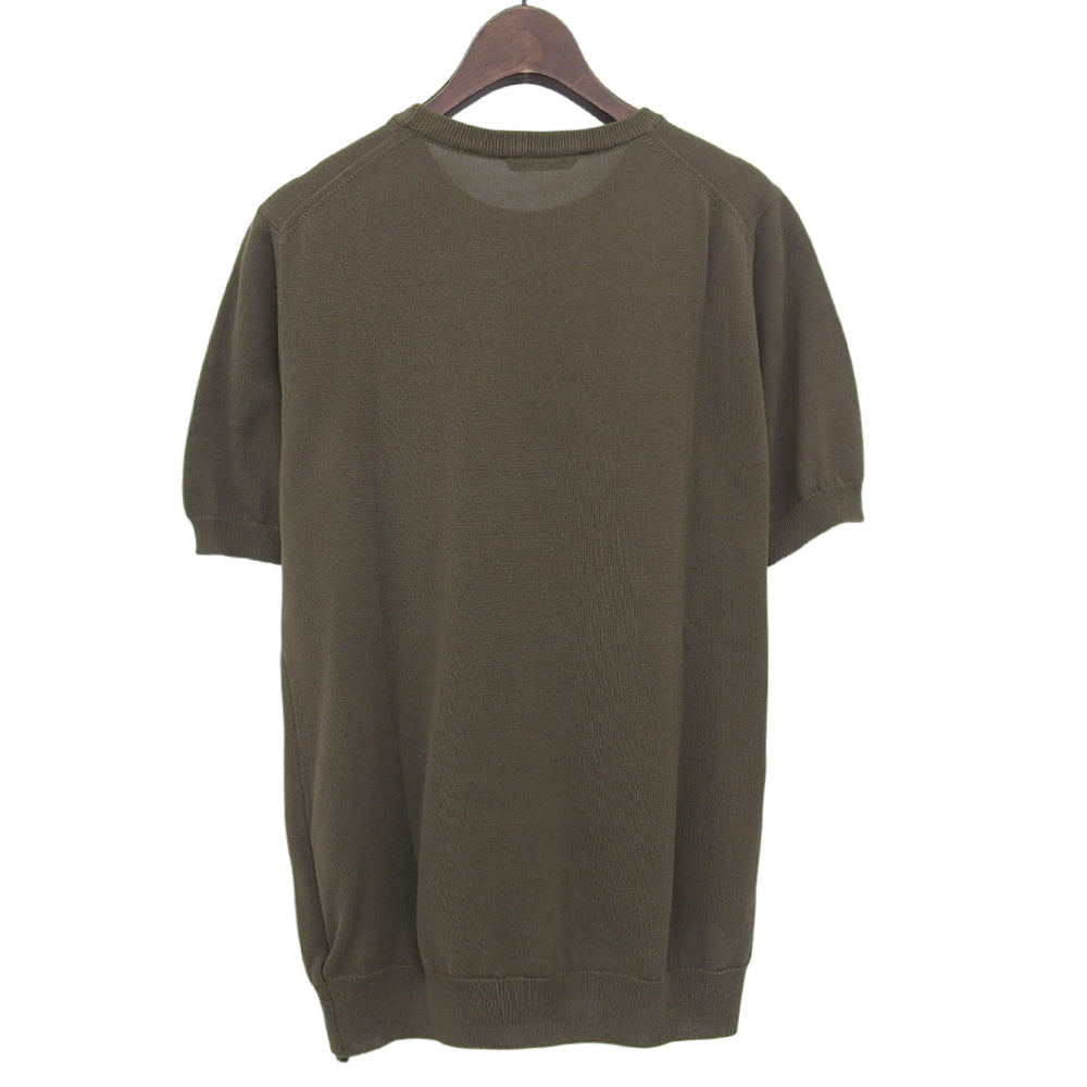 ZANONE ザノーネ 未使用 コットン クルーネック ショートスリーブ リブニットソー トップス メンズ カーキ 48 812109 ZY318 トップス 48