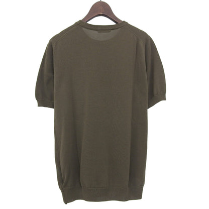 ZANONE ザノーネ 未使用 コットン クルーネック ショートスリーブ リブニットソー トップス メンズ カーキ 48 812109 ZY318 トップス 48