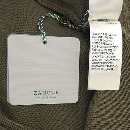 ZANONE ザノーネ 未使用 コットン クルーネック ショートスリーブ リブニットソー トップス メンズ カーキ 48 812109 ZY318 トップス 48