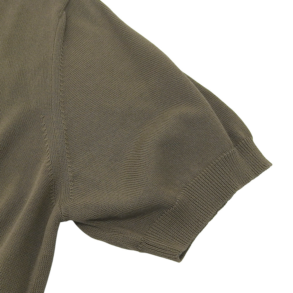 ZANONE ザノーネ 未使用 コットン クルーネック ショートスリーブ リブニットソー トップス メンズ カーキ 48 812109 ZY318 トップス 48