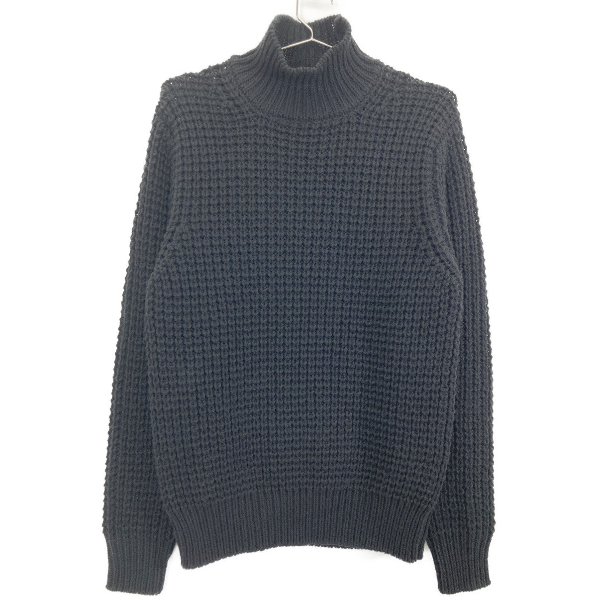 St.moritz サンモリッツ ﾌﾞﾗｯｸ ｴｸｽﾄﾗﾌｧｲﾝﾒﾘﾉｳｰﾙ ﾊｲﾈｯｸ ﾜｯﾌﾙﾆｯﾄﾌﾟﾙｵｰﾊﾞｰ トップス 48