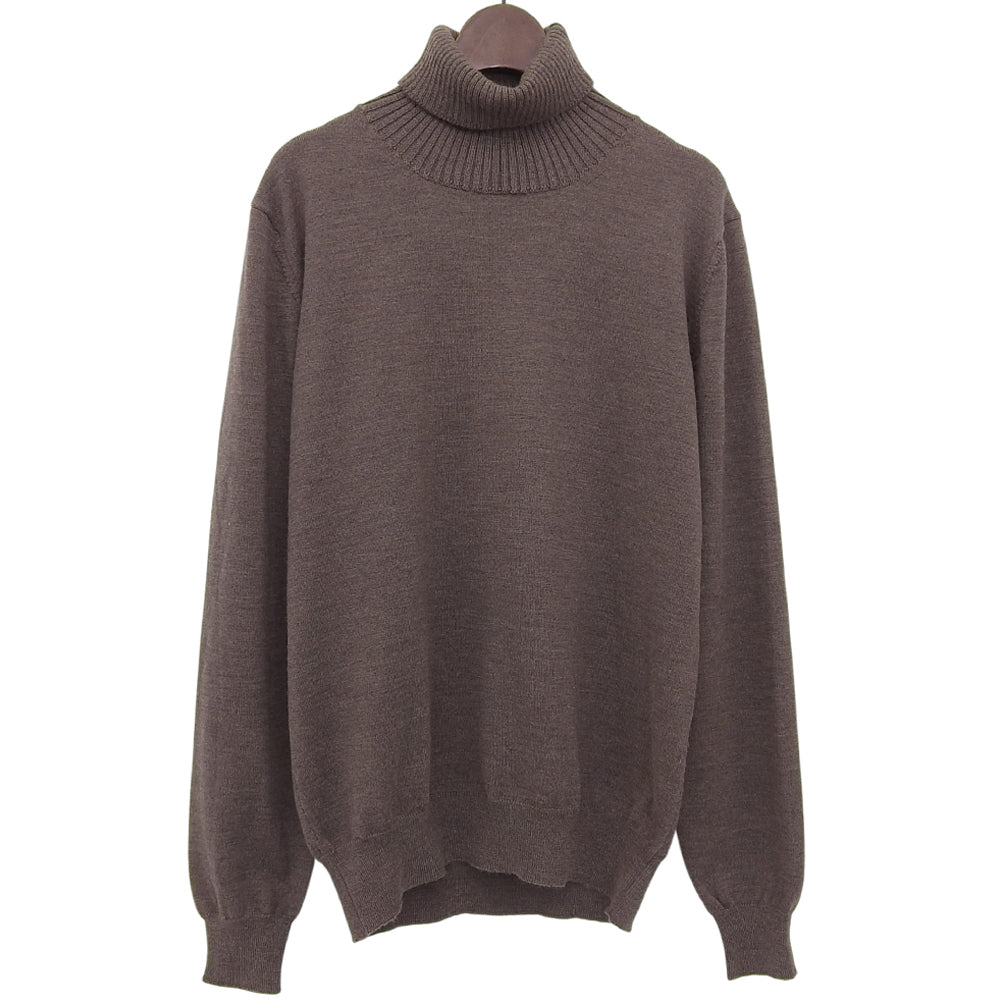 St.moritz サンモリッツ 美品 エクストラファインメリノウール リブネック ロングスリーブニットソー トップス メンズ ブラウン 48 トップス 48