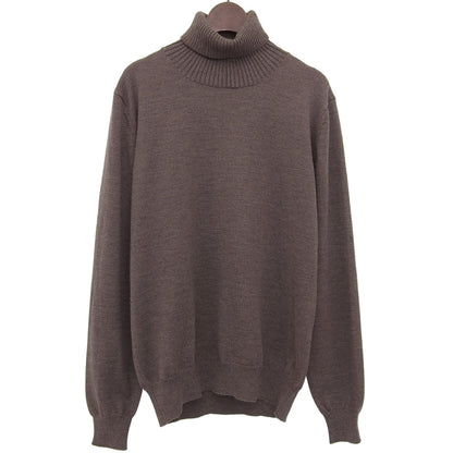 St.moritz サンモリッツ 美品 エクストラファインメリノウール リブネック ロングスリーブニットソー トップス メンズ ブラウン 48 トップス 48