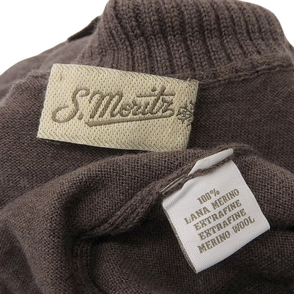 St.moritz サンモリッツ 美品 エクストラファインメリノウール リブネック ロングスリーブニットソー トップス メンズ ブラウン 48 トップス 48