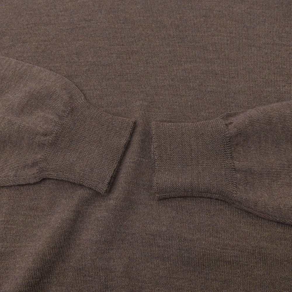 St.moritz サンモリッツ 美品 エクストラファインメリノウール リブネック ロングスリーブニットソー トップス メンズ ブラウン 48 トップス 48