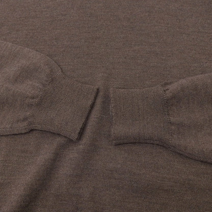 St.moritz サンモリッツ 美品 エクストラファインメリノウール リブネック ロングスリーブニットソー トップス メンズ ブラウン 48 トップス 48