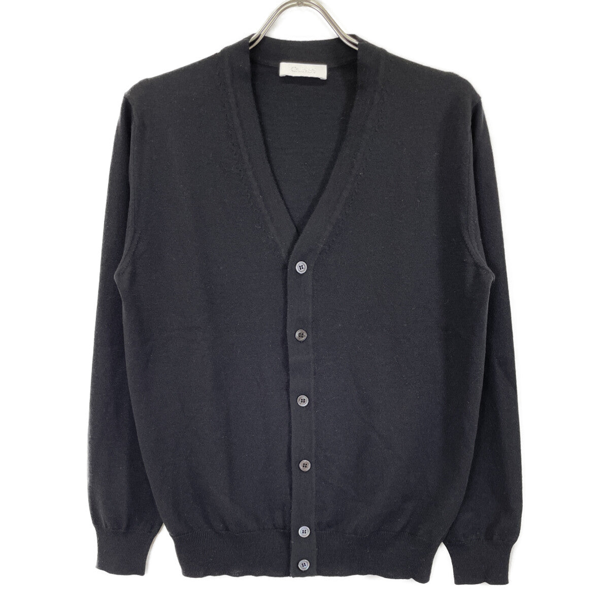 Cruciani クルチアーニ ﾌﾞﾗｯｸ ｳｰﾙ100 ﾎﾞﾀﾝﾆｯﾄｶｰﾃﾞｨｶﾞﾝ トップス 48