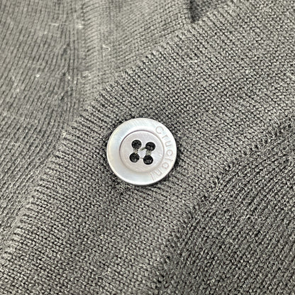 Cruciani クルチアーニ ﾌﾞﾗｯｸ ｳｰﾙ100 ﾎﾞﾀﾝﾆｯﾄｶｰﾃﾞｨｶﾞﾝ トップス 48