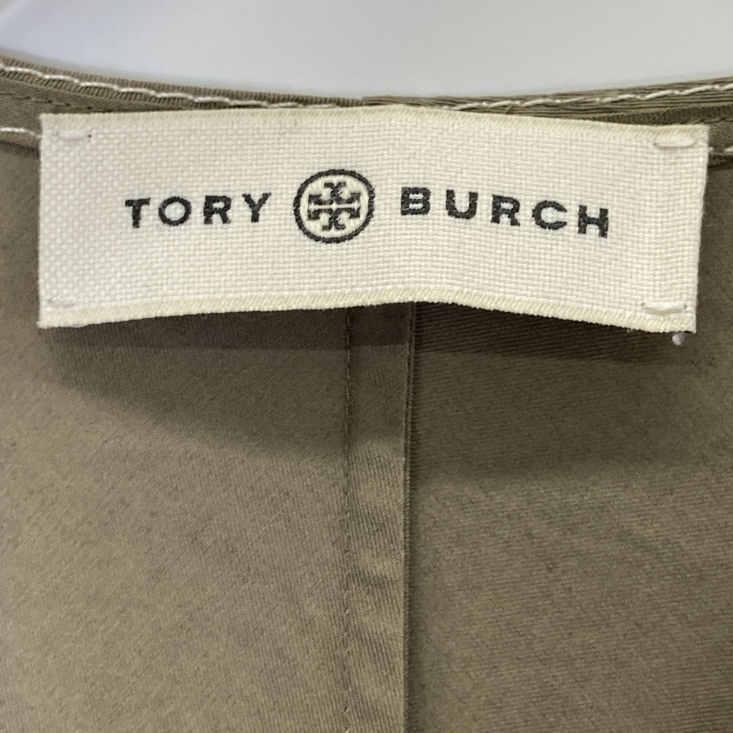 Tory Burch トリーバーチ ｶｰｷ ﾉｰｽﾘｰﾌﾞﾍﾞﾙﾄ ﾗｯﾌﾟｷﾞｬｻﾞｰﾄﾞﾚｽﾜﾝﾋﾟｰｽ ワンピース O