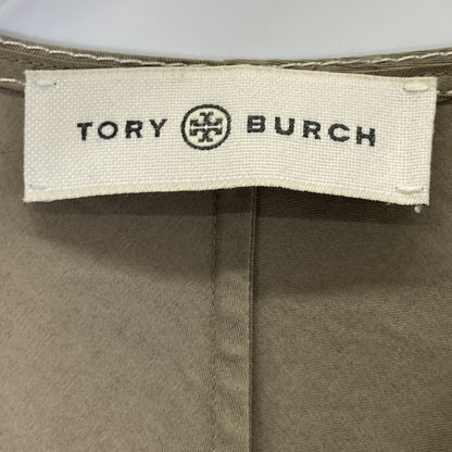 Tory Burch トリーバーチ ｶｰｷ ﾉｰｽﾘｰﾌﾞﾍﾞﾙﾄ ﾗｯﾌﾟｷﾞｬｻﾞｰﾄﾞﾚｽﾜﾝﾋﾟｰｽ ワンピース O