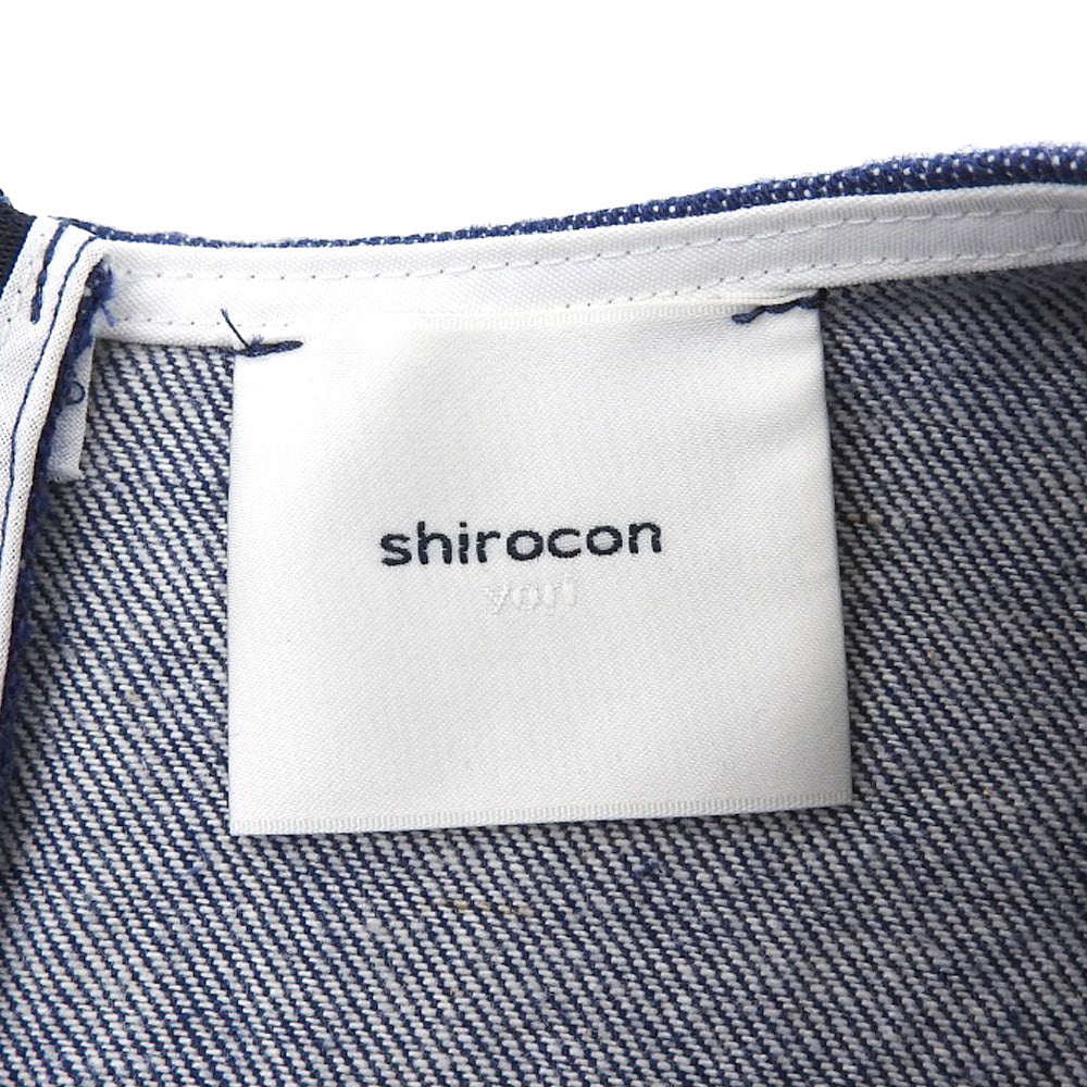 shirocon シロコン 美品 コットン バルーンキャミソール付き origamiデニムブラウス トップス インディゴ ホワイト 36 SC21-24005SP トップス 36