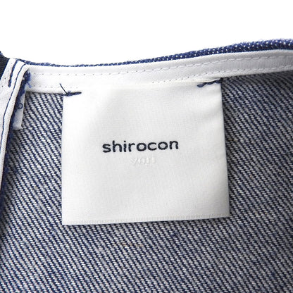 shirocon シロコン 美品 コットン バルーンキャミソール付き origamiデニムブラウス トップス インディゴ ホワイト 36 SC21-24005SP トップス 36