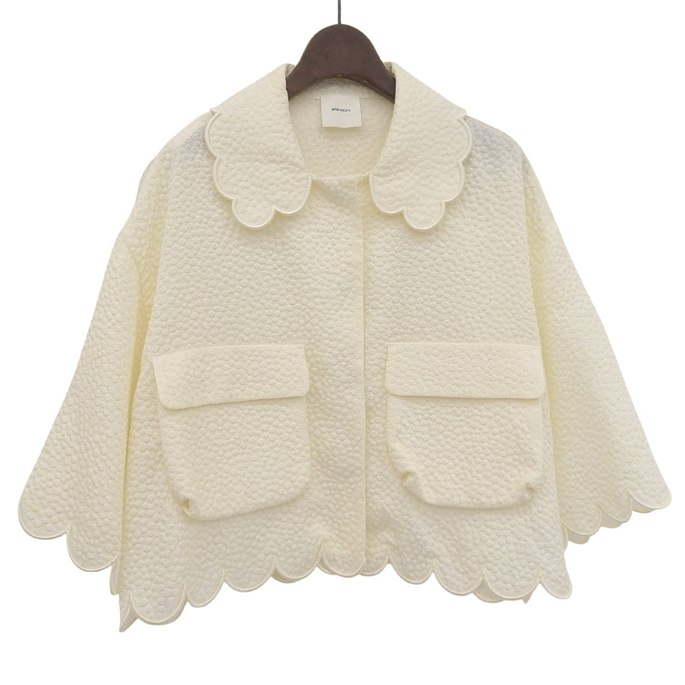 shirocon シロコン 美品 アセテート もくもくジャガードジャケット レディース アイボリー 38 SC25-24011SM-3 ジャケット 38