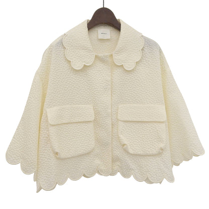 shirocon シロコン 美品 アセテート もくもくジャガードジャケット レディース アイボリー 38 SC25-24011SM-3 ジャケット 38