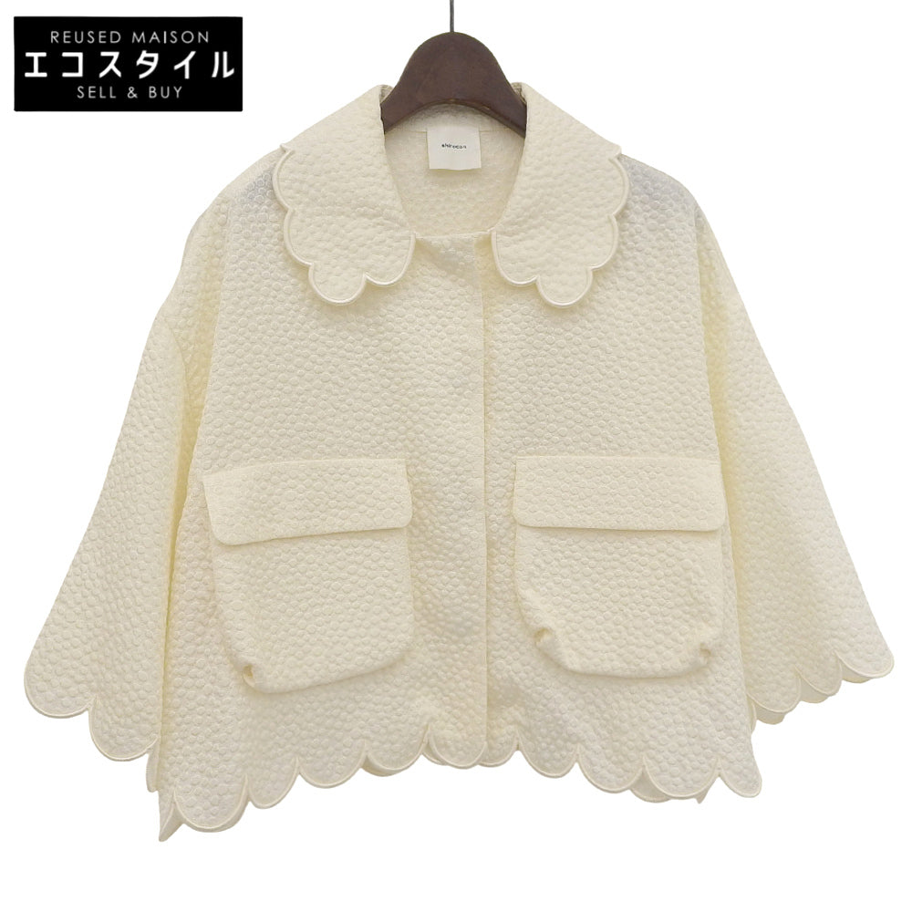 shirocon シロコン 美品 アセテート もくもくジャガードジャケット レディース アイボリー 38 SC25-24011SM-3 ジャケット 38