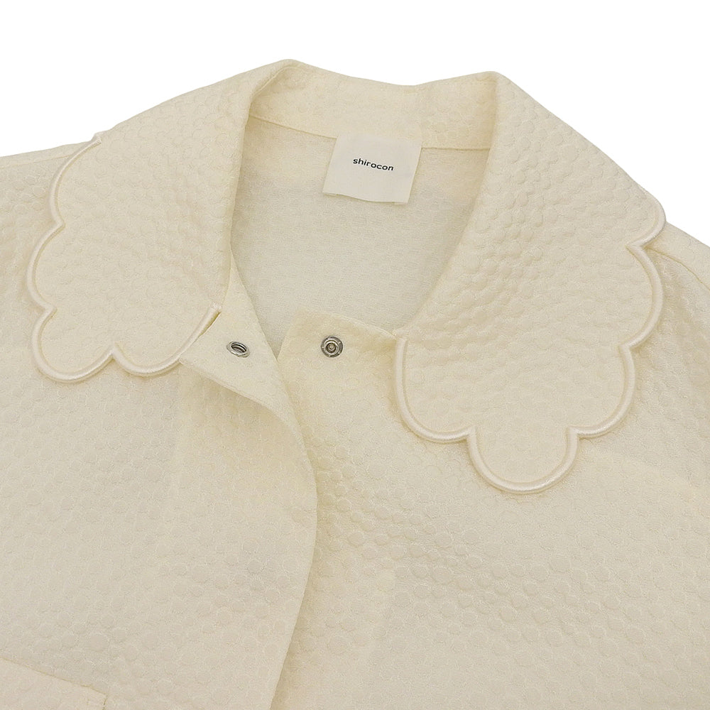 shirocon シロコン 美品 アセテート もくもくジャガードジャケット レディース アイボリー 38 SC25-24011SM-3 ジャケット 38