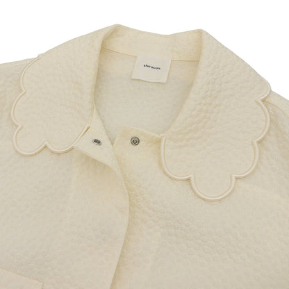 shirocon シロコン 美品 アセテート もくもくジャガードジャケット レディース アイボリー 38 SC25-24011SM-3 ジャケット 38