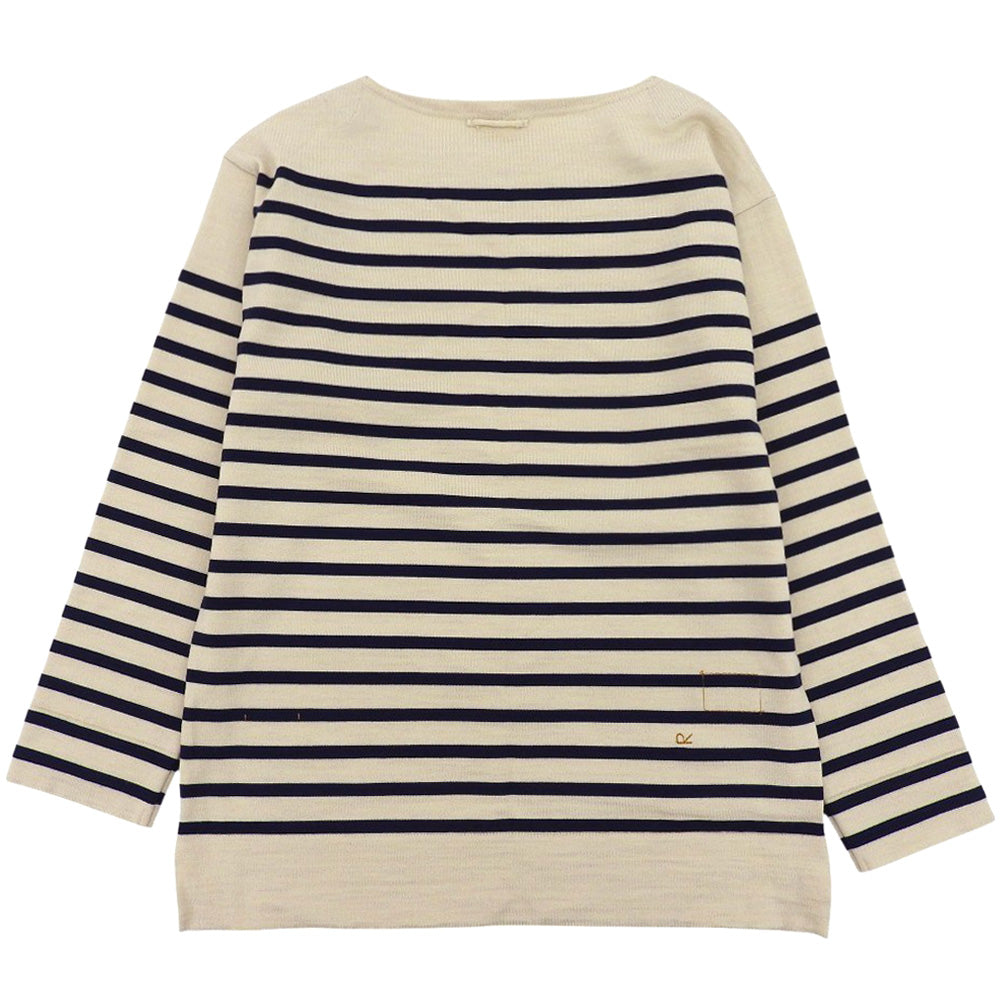 45R フォーティファイブ アール 美品 生成りベース USモーニットソーの908バスクTシャツ トップス ベージュ×ネイビー 3 50980173 トップス 3