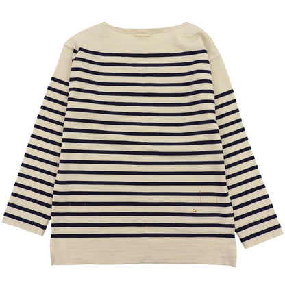 45R フォーティファイブ アール 美品 生成りベース USモーニットソーの908バスクTシャツ トップス ベージュ×ネイビー 3 50980173 トップス 3