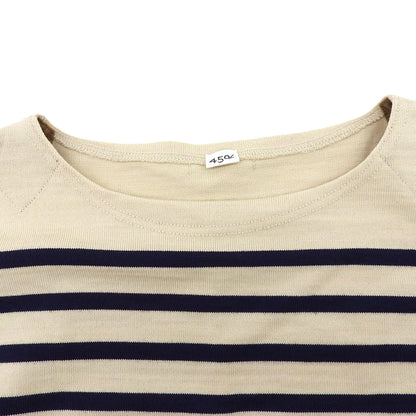 45R フォーティファイブ アール 美品 生成りベース USモーニットソーの908バスクTシャツ トップス ベージュ×ネイビー 3 50980173 トップス 3