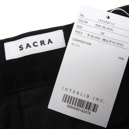 SACRA サクラ 新品同様 FINX CORDUROY PANTS/フィンクスコーデュロイパンツ コットン100％ ボトムス レディース ブラック 36 ボトムス 36