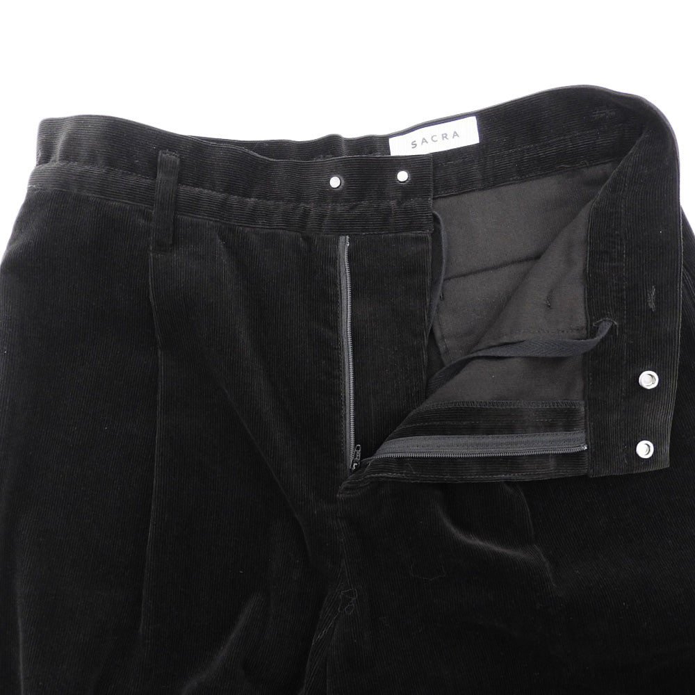 SACRA サクラ 新品同様 FINX CORDUROY PANTS/フィンクスコーデュロイパンツ コットン100％ ボトムス レディース ブラック 36 ボトムス 36
