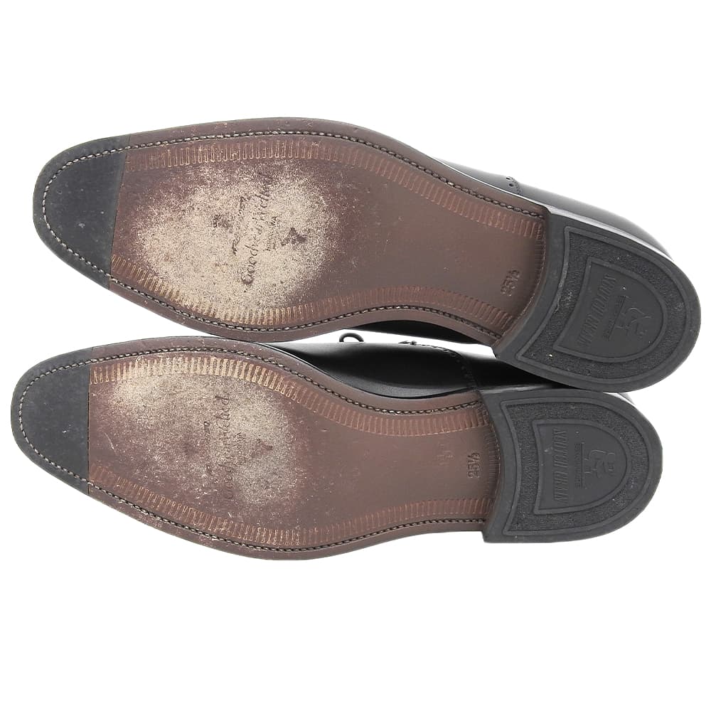 SCOTCH GRAIN スコッチグレイン 美品 BELHOMME/ベルオム レザー クオーターブローグ シューズ メンズ 黒 ブラック 25.5cm 756BL シューズ 25 1/2