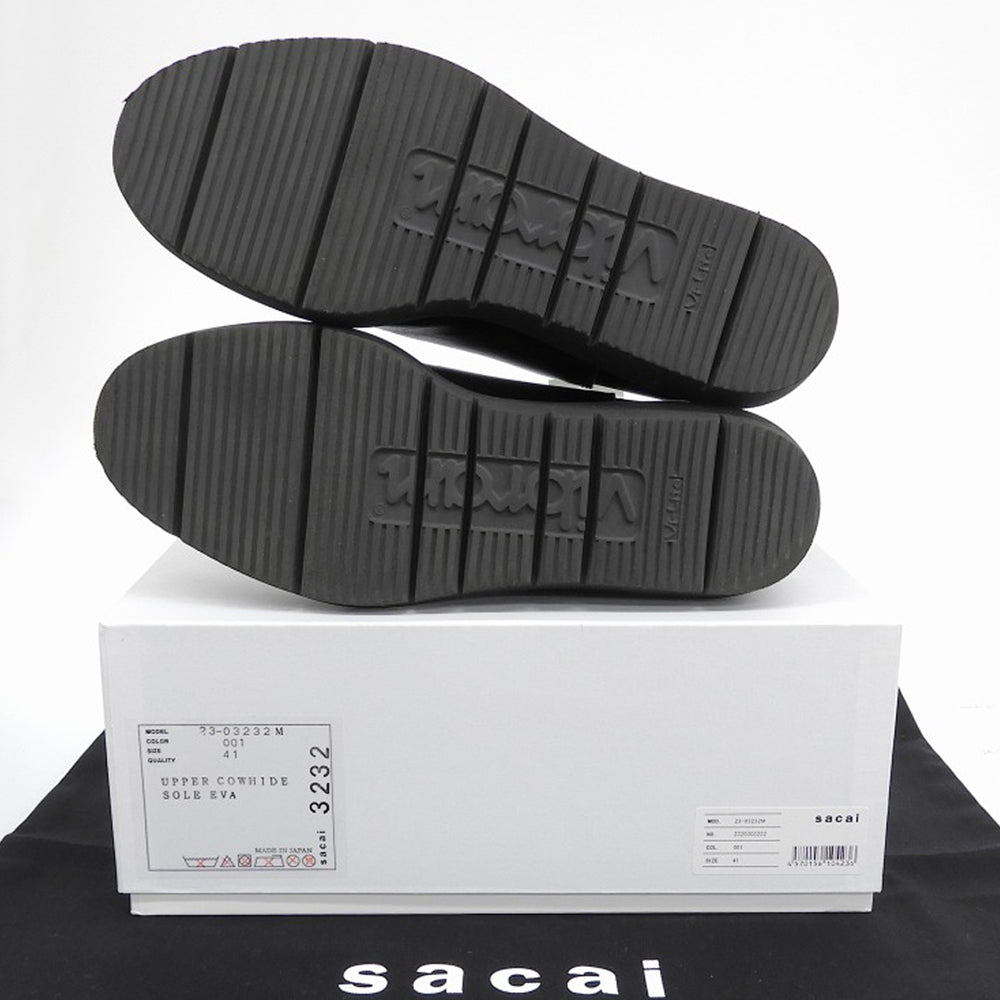 sacai サカイ 美品 カウハイド サイドゴア チェルシーブーツ シューズ メンズ ブラック 41 23-03232M シューズ 41