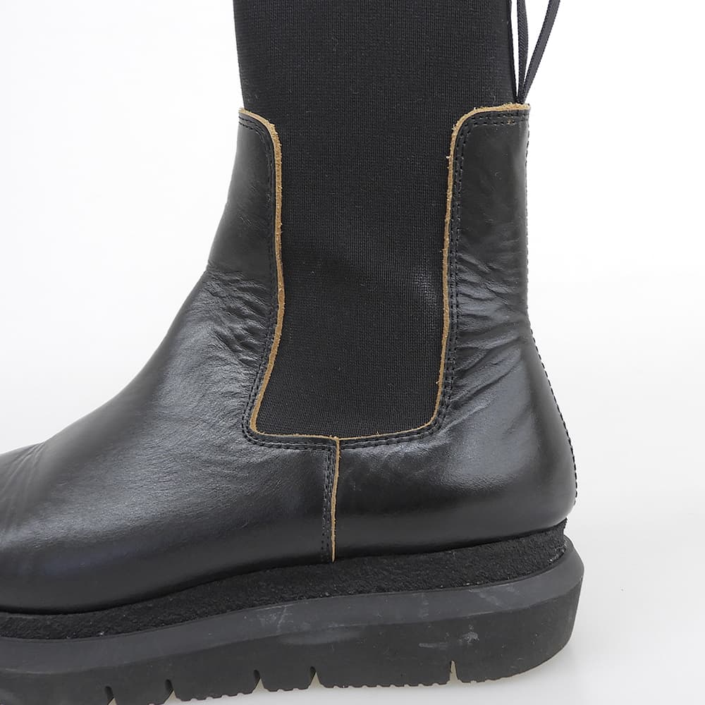 sacai サカイ 美品 カウハイド サイドゴア チェルシーブーツ シューズ メンズ ブラック 41 23-03232M シューズ 41