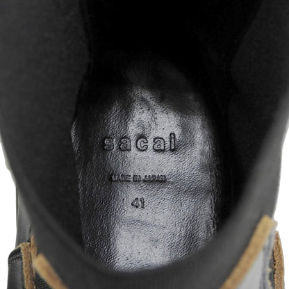 sacai サカイ 美品 カウハイド サイドゴア チェルシーブーツ シューズ メンズ ブラック 41 23-03232M シューズ 41