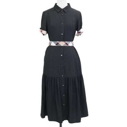 BLUE LABEL CRESTBRIDGE ブルーレーベルクレストブリッジ 24年製 ﾌﾞﾗｯｸ ｽﾗﾌﾞｼｬﾝﾌﾞﾚｰﾂｲﾙﾄﾞﾚｽ ワンピース 36