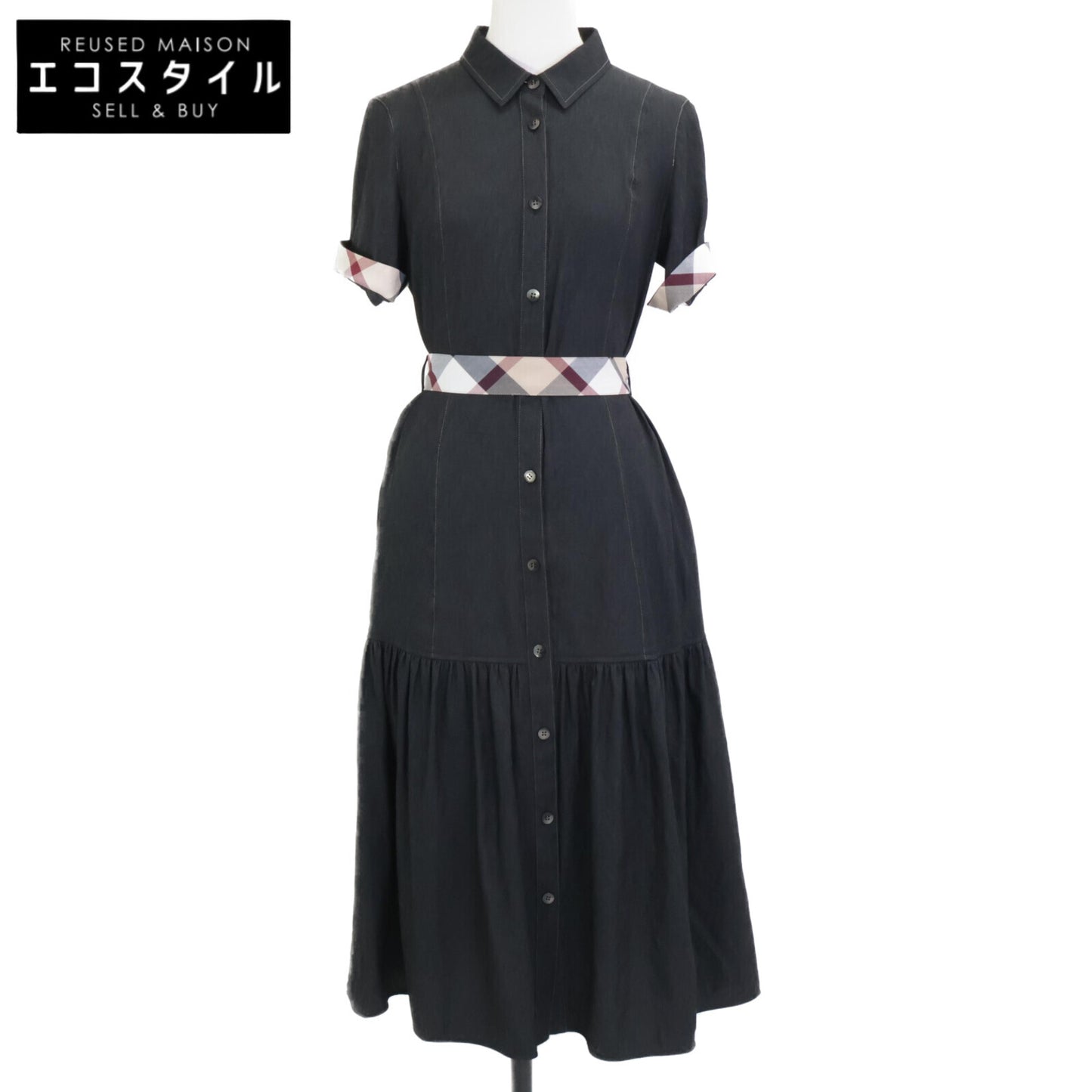 BLUE LABEL CRESTBRIDGE ブルーレーベルクレストブリッジ 24年製 ﾌﾞﾗｯｸ ｽﾗﾌﾞｼｬﾝﾌﾞﾚｰﾂｲﾙﾄﾞﾚｽ ワンピース 36