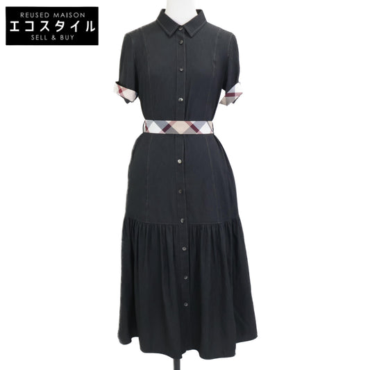 BLUE LABEL CRESTBRIDGE ブルーレーベルクレストブリッジ 24年製 ﾌﾞﾗｯｸ ｽﾗﾌﾞｼｬﾝﾌﾞﾚｰﾂｲﾙﾄﾞﾚｽ ワンピース 36