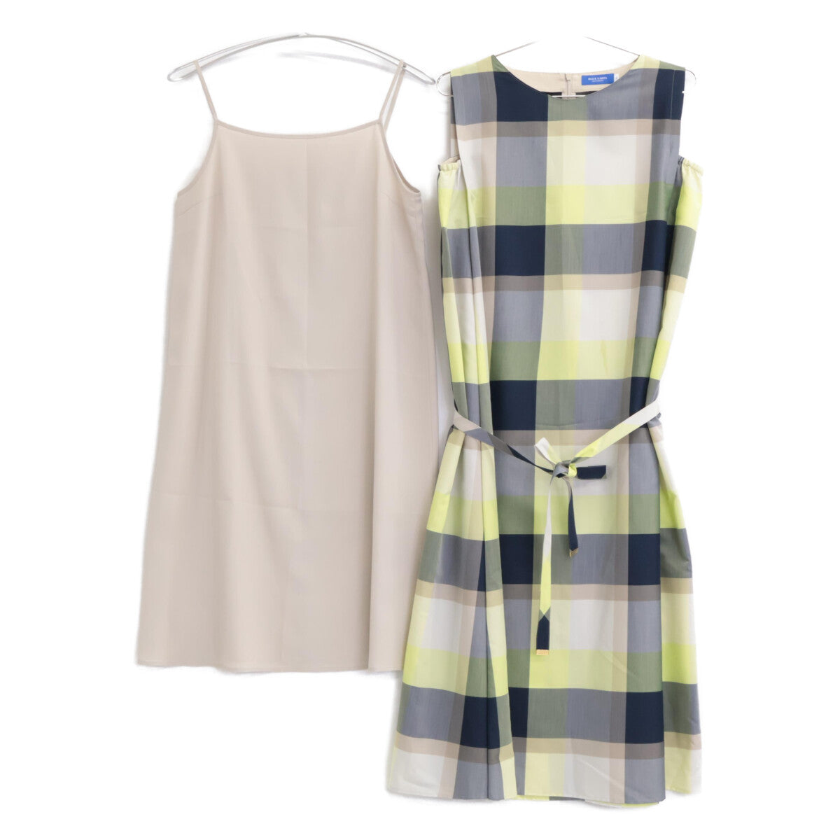 BLUE LABEL CRESTBRIDGE ブルーレーベルクレストブリッジ 24年製 マルチカラー チェックライトクロッシングツイルマキシドレス ワンピース 36