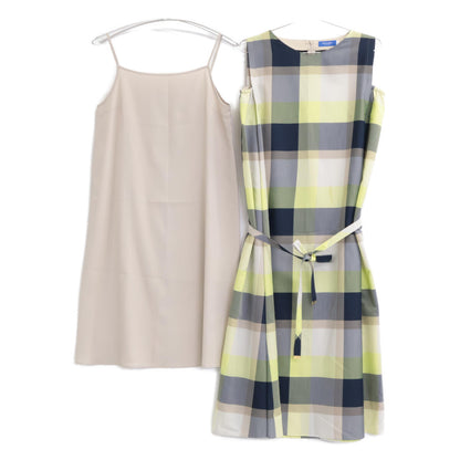 BLUE LABEL CRESTBRIDGE ブルーレーベルクレストブリッジ 24年製 マルチカラー チェックライトクロッシングツイルマキシドレス ワンピース 36