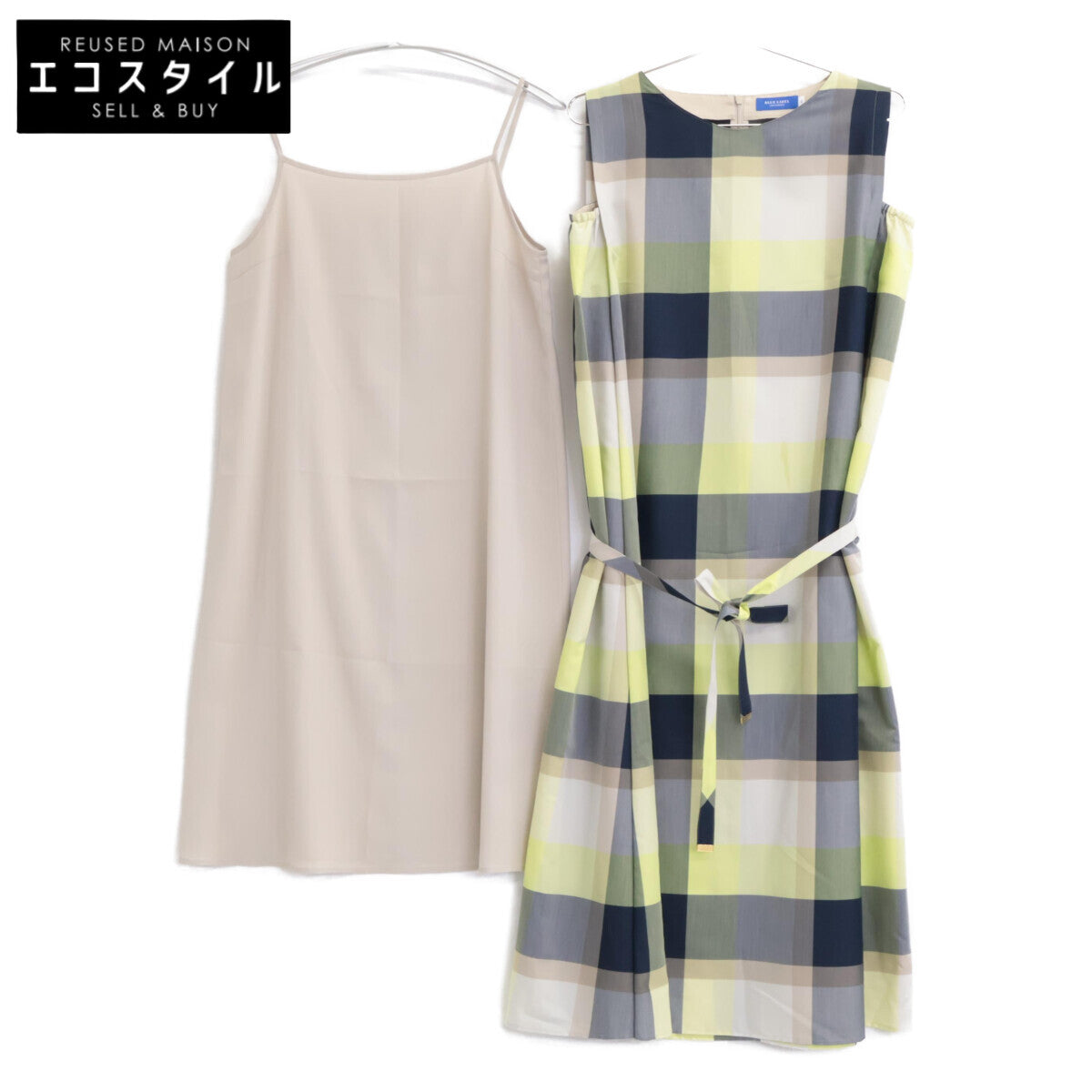 BLUE LABEL CRESTBRIDGE ブルーレーベルクレストブリッジ 24年製 マルチカラー チェックライトクロッシングツイルマキシドレス ワンピース 36