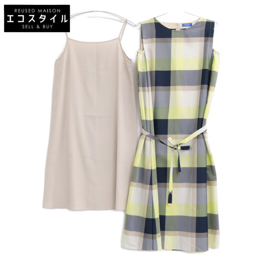 BLUE LABEL CRESTBRIDGE ブルーレーベルクレストブリッジ 24年製 マルチカラー チェックライトクロッシングツイルマキシドレス ワンピース 36