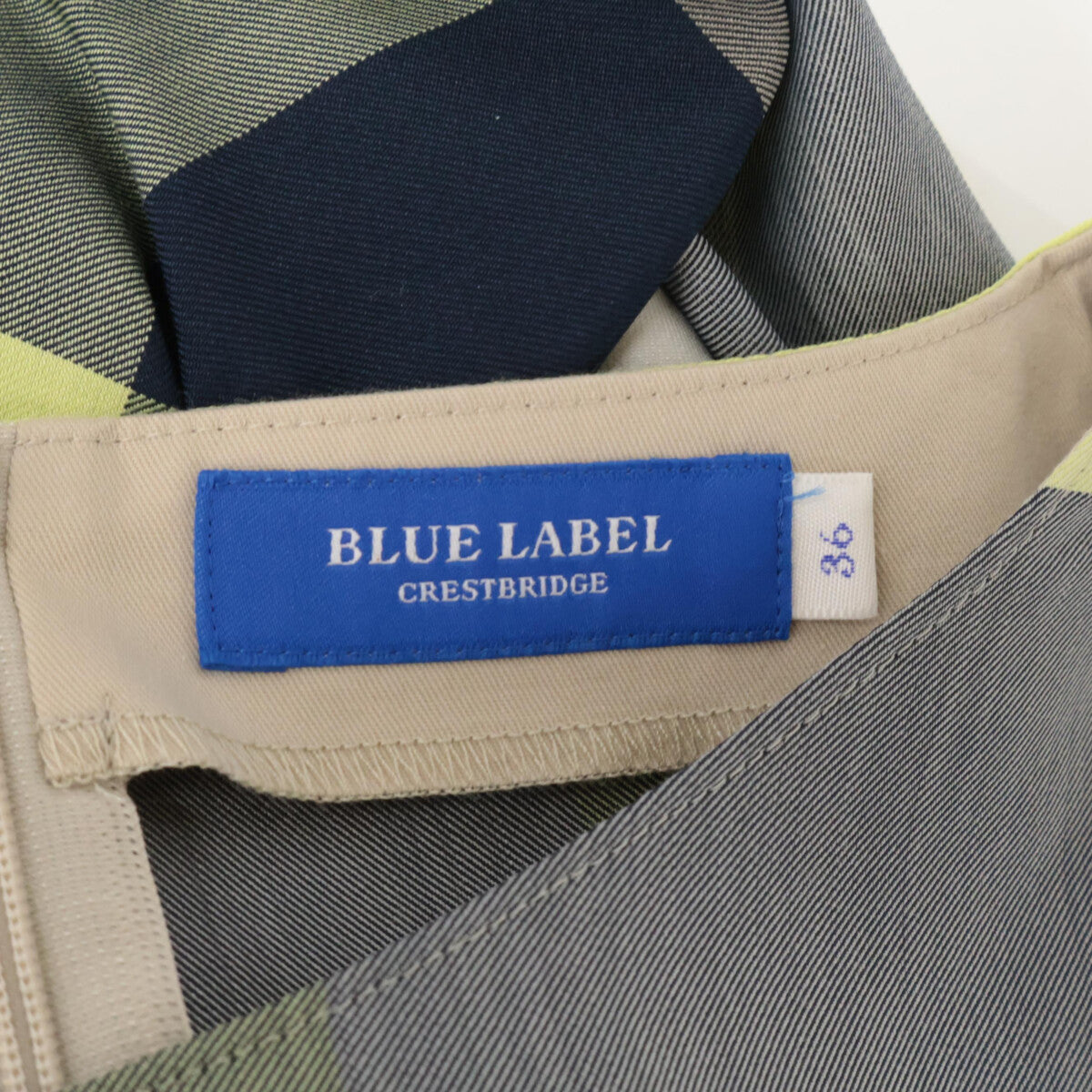 BLUE LABEL CRESTBRIDGE ブルーレーベルクレストブリッジ 24年製 マルチカラー チェックライトクロッシングツイルマキシドレス ワンピース 36