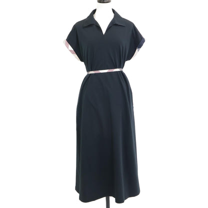 BLUE LABEL CRESTBRIDGE ブルーレーベルクレストブリッジ 25年製 ﾌﾞﾗｯｸ ｺﾝﾊﾟｸﾄﾎﾟﾝﾁｶﾗｰﾈｯｸﾄﾞﾚｽ ワンピース 36