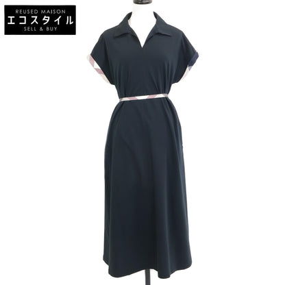 BLUE LABEL CRESTBRIDGE ブルーレーベルクレストブリッジ 25年製 ﾌﾞﾗｯｸ ｺﾝﾊﾟｸﾄﾎﾟﾝﾁｶﾗｰﾈｯｸﾄﾞﾚｽ ワンピース 36