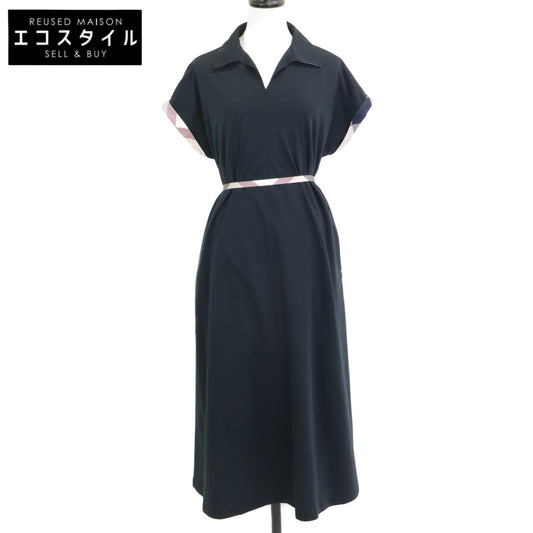 BLUE LABEL CRESTBRIDGE ブルーレーベルクレストブリッジ 25年製 ﾌﾞﾗｯｸ ｺﾝﾊﾟｸﾄﾎﾟﾝﾁｶﾗｰﾈｯｸﾄﾞﾚｽ ワンピース 36