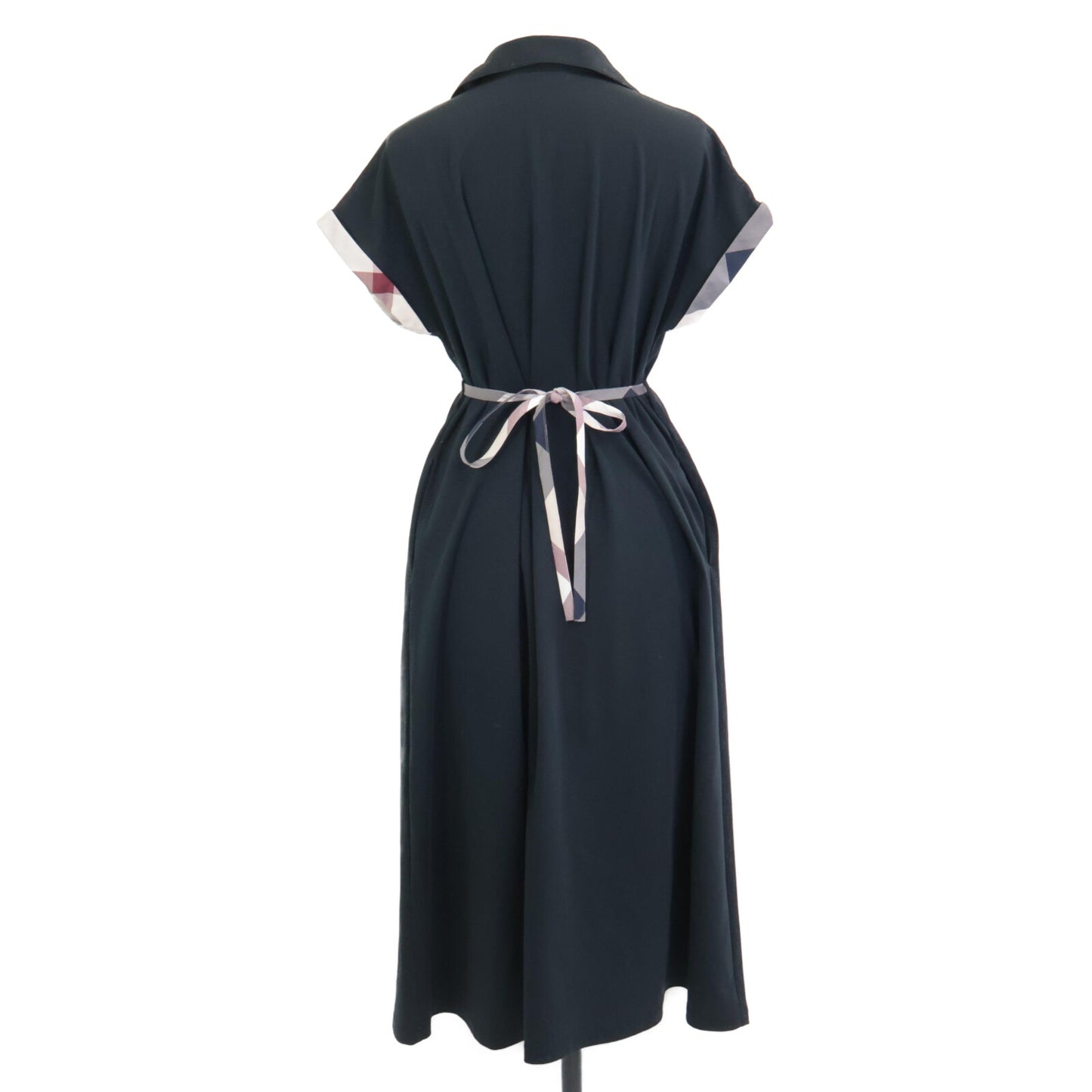 BLUE LABEL CRESTBRIDGE ブルーレーベルクレストブリッジ 25年製 ﾌﾞﾗｯｸ ｺﾝﾊﾟｸﾄﾎﾟﾝﾁｶﾗｰﾈｯｸﾄﾞﾚｽ ワンピース 36