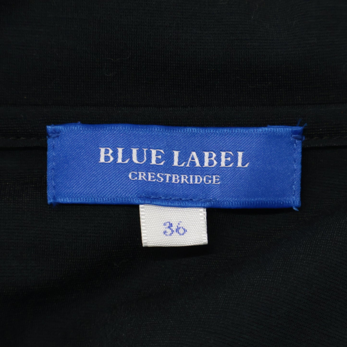 BLUE LABEL CRESTBRIDGE ブルーレーベルクレストブリッジ 25年製 ﾌﾞﾗｯｸ ｺﾝﾊﾟｸﾄﾎﾟﾝﾁｶﾗｰﾈｯｸﾄﾞﾚｽ ワンピース 36