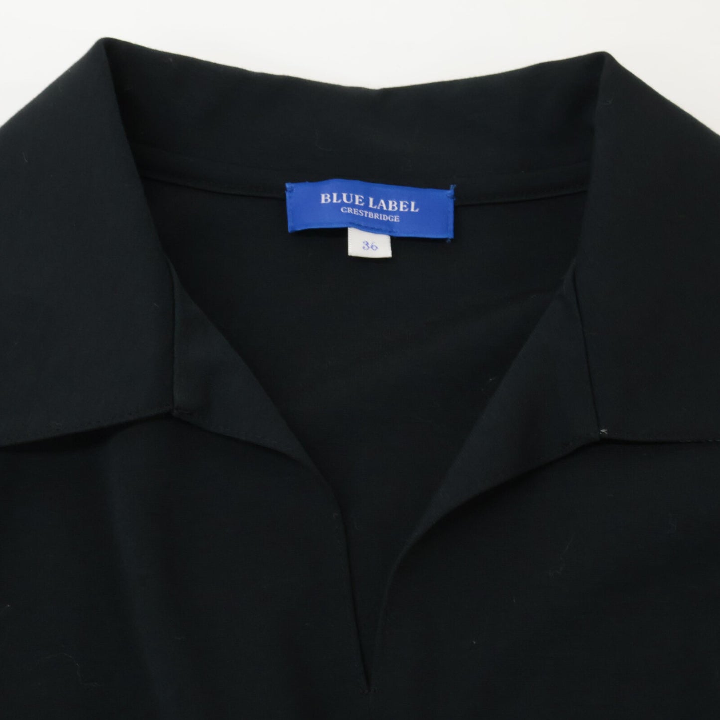BLUE LABEL CRESTBRIDGE ブルーレーベルクレストブリッジ 25年製 ﾌﾞﾗｯｸ ｺﾝﾊﾟｸﾄﾎﾟﾝﾁｶﾗｰﾈｯｸﾄﾞﾚｽ ワンピース 36