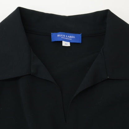 BLUE LABEL CRESTBRIDGE ブルーレーベルクレストブリッジ 25年製 ﾌﾞﾗｯｸ ｺﾝﾊﾟｸﾄﾎﾟﾝﾁｶﾗｰﾈｯｸﾄﾞﾚｽ ワンピース 36