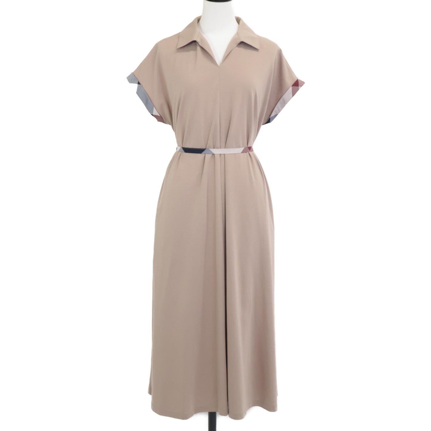 BLUE LABEL CRESTBRIDGE ブルーレーベルクレストブリッジ 25年製 ﾍﾞｰｼﾞｭ ｺﾝﾊﾟｸﾄﾎﾟﾝﾁｶﾗｰﾈｯｸﾄﾞﾚｽ ワンピース