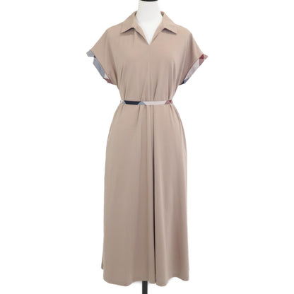 BLUE LABEL CRESTBRIDGE ブルーレーベルクレストブリッジ 25年製 ﾍﾞｰｼﾞｭ ｺﾝﾊﾟｸﾄﾎﾟﾝﾁｶﾗｰﾈｯｸﾄﾞﾚｽ ワンピース