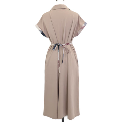 BLUE LABEL CRESTBRIDGE ブルーレーベルクレストブリッジ 25年製 ﾍﾞｰｼﾞｭ ｺﾝﾊﾟｸﾄﾎﾟﾝﾁｶﾗｰﾈｯｸﾄﾞﾚｽ ワンピース