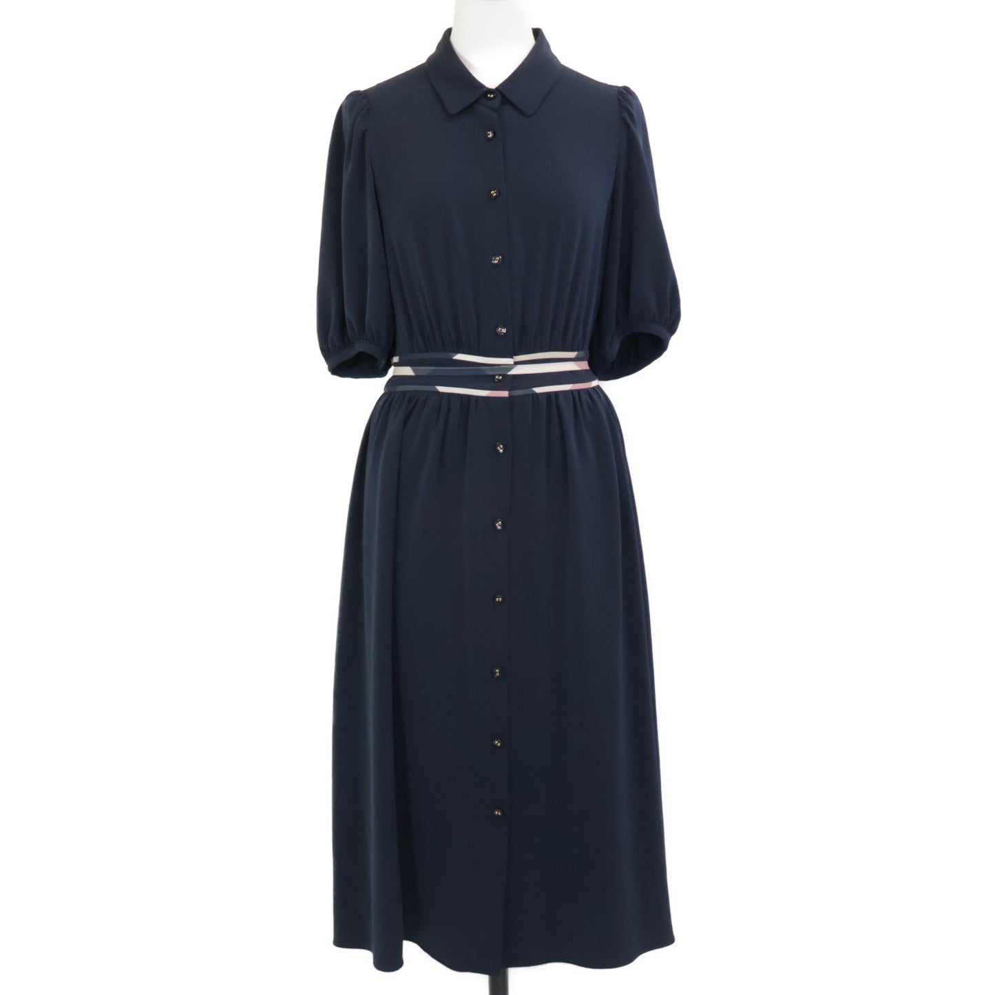 BLUE LABEL CRESTBRIDGE ブルーレーベルクレストブリッジ ﾈｲﾋﾞｰ ｴｱﾘｰﾊﾟｳﾀﾞｰﾂｲﾙﾄﾞﾚｽ ワンピース 36